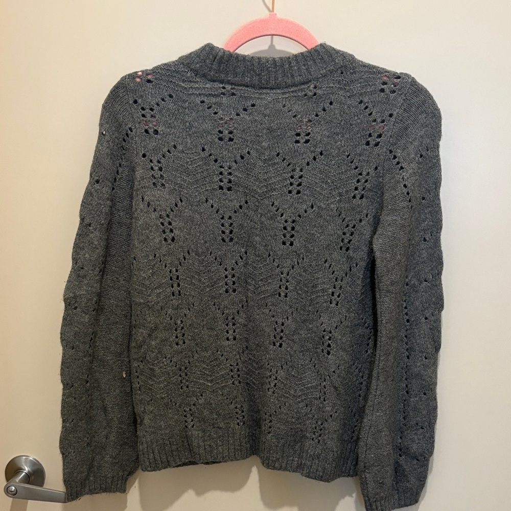 GAP Gray Openwork Crewneck Sweater - Picture 3 of 4